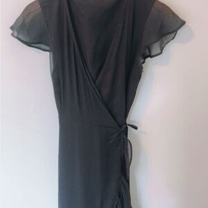 Abercrombie & Fitch Black Wrap Midi Dress with V-Neck